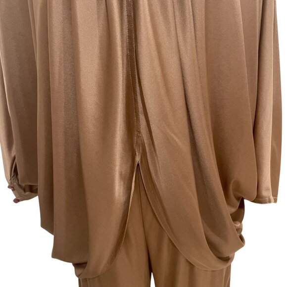 Camel Drape Lingerie Set Ribbed Neckline Oversized Relaxed Modern Chic Luxurious - Picture 12 of 16